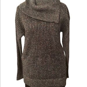 Leo & Nicole NWT szS draped collar heathered blue gray cream burgundy colors